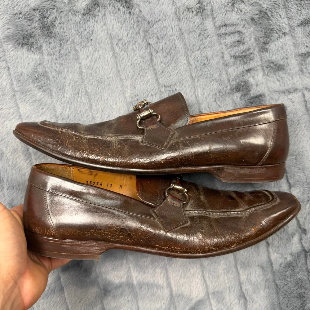 Magnanni Bit Loafers Mens 11 Brown Leather Neiman Marcus 13774
